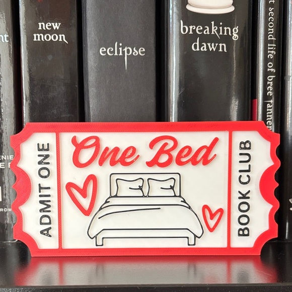 Handmade Other - Red and White 'One Bed Book Club' Sign